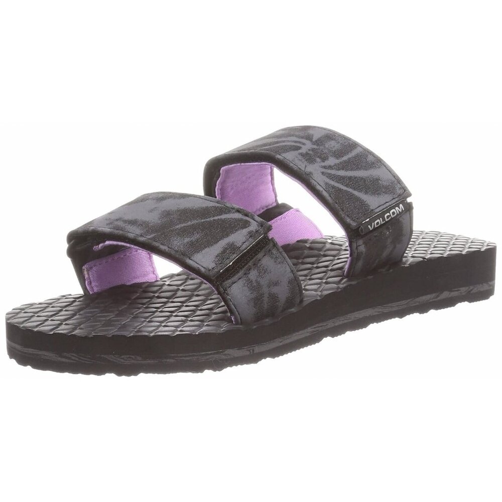 5/$20 Volcom Women's Black and Purple Dual-Strap Slide Sandals